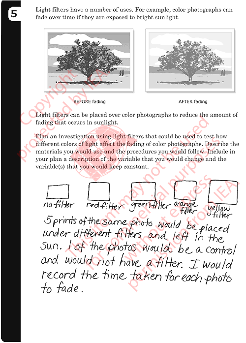 Light Filters Item 5 Sample Answer