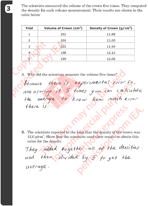 Metal Crown Item 3 Sample Answer